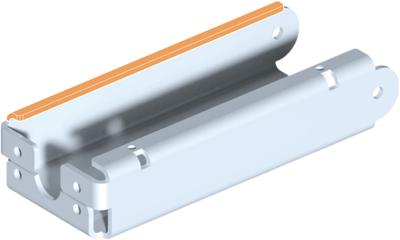 metallteil mit orange markierten fläche (vorher)